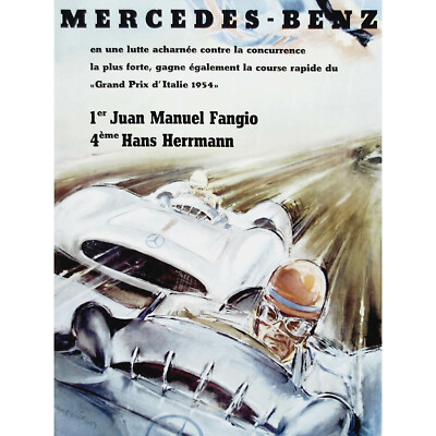 Herrmann Racing Ad ADVERT CAR AUTOMOBILE CLASSIC RACE FANGIO HERRMANN GRAND PRIX 30X40 CMS ...