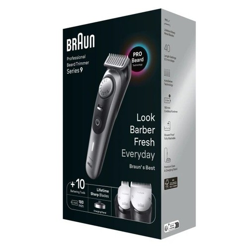 Braun Pro Beard Trimmer 9 BT9420 ProBlade ProWheel Lock 10 Barbering Tools 180mi - Picture 9 of 12
