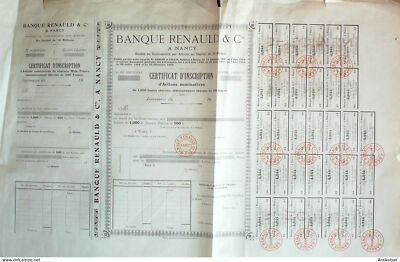 Bank Renaud Nancy (54) Aktie 500 Fr 1904
