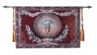 FRENCH AUBUSSON VASE FLOWERS CREST JACQUARD LOOM WOVEN TAPESTRY 140 x 95 cm