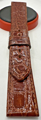 Wunderbar Uhrenarmband IN Coccodrillo Poliert Gold Gerade mm20/18 Handgefertigt