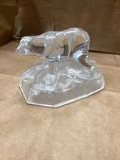 Cristal d’ Arques France Polar Bear on Ice Figural Winter Holiday Decor Statue