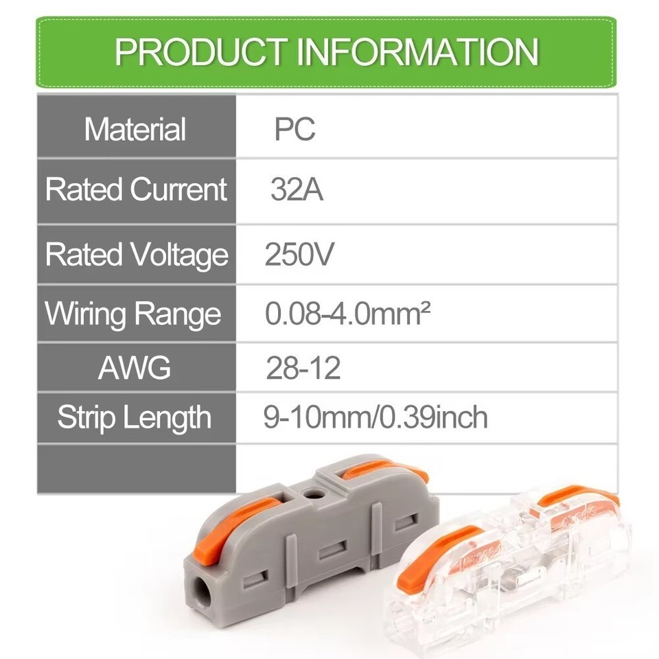 SPRING LEVER TERMINAL BLOCK ELECTRICAL CABLE WIRE CONNECTOR QUICK ...