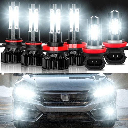 For 2016-2020 Honda Civic 6000K LED Headlight High Low Beam Fog Light Bulbs Kit