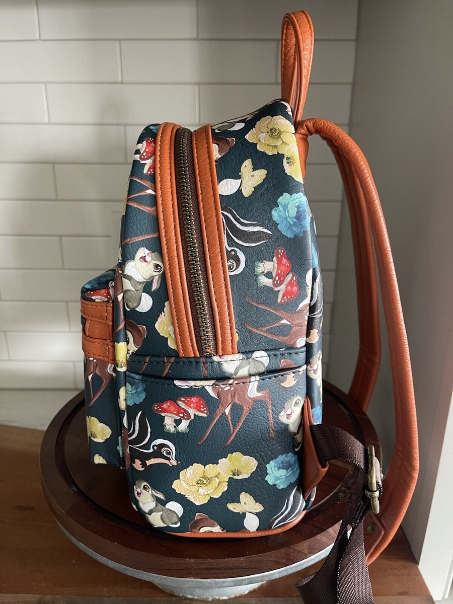 Disney Loungefly  Bambi And Friends Navy Blue Mini Backpack Amazon.com: Loungefly Disney Bambi And Friends Womens Double  main image 3