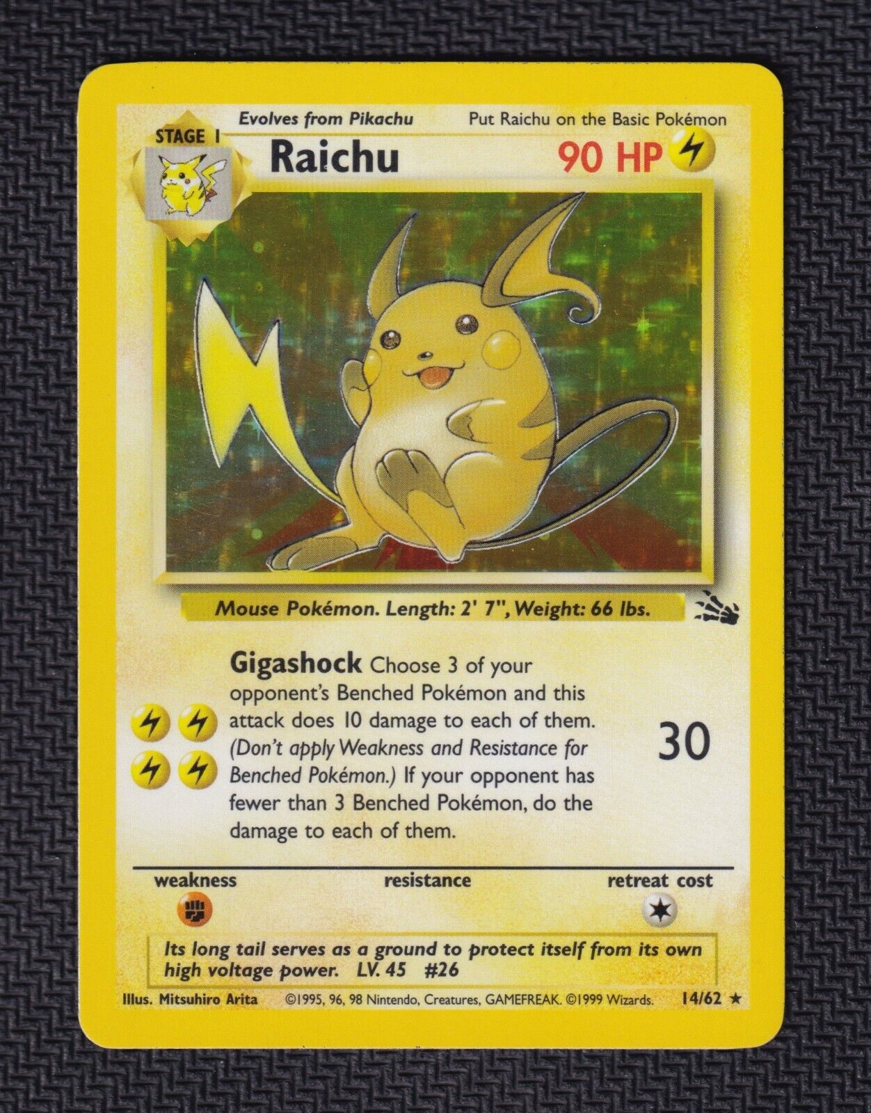Raichu 14/62 Holo Rare Fossil Vintage WOTC Pokémon TCG