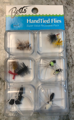 betty legere fishing lures flies Vintage Betts Handtied Fishing Flies Super Value Reusable Pack #PF-12 NOS