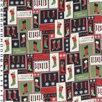 Christmas Stocking Patch Cotton Fabric By The Yard Christmas Stocking Patch Cotton Fabric By The Yard