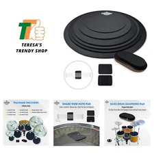 Drum Mute Pads Set – 8 Pc Drum Silencer Pads For Quiet Practice – Includes Pr...