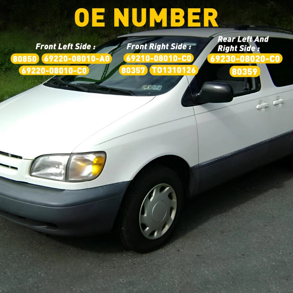 4PCS Outside Exterior Door Handle Set For of 4pcs Toyota 1998-2003 Sienna White - Image 2 of 4