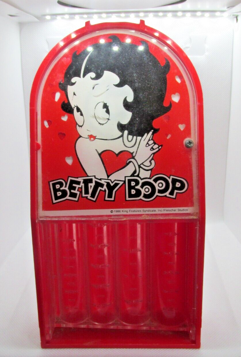 Vintage 1986 Betty Boop Plastic Red Piggy Bank Coin Sorter Hearts
