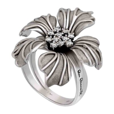 Kamillenring aus 18k Weißgold mit Diamanten - Blume Orchidee GAN0511W
