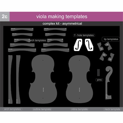 2c)  Plexiglass | Viola Making Template Set | CNC Precision Cut |  Luthier tools