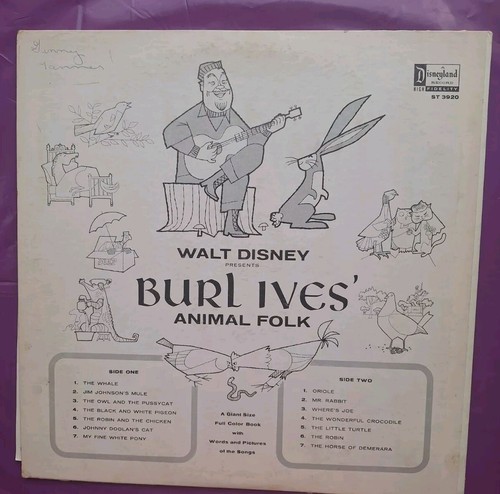 Walt Disney Presents Burl Ives’ Animal Folk W/Book 1963 Disneyland Vinyl LP - Picture 7 of 7