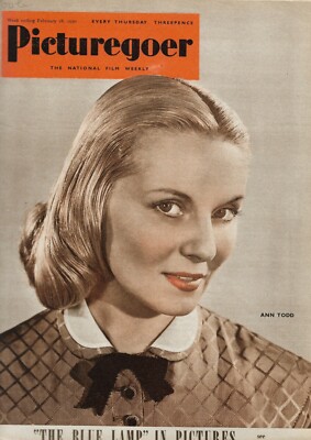 PICTUREGOER FILM MAGAZINE FEB 18 1950: Ann Todd, Celeste Holm, ''The Blue Lamp''