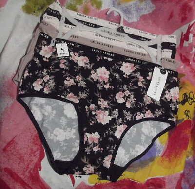 5 NEW LAURA ASHLEY LS5786 5PKA SUPER SOFT LG WAIST MF BRIEF