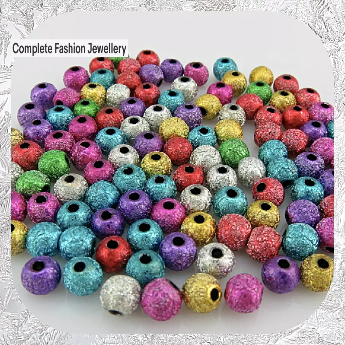 6MM 8MM 10MM 12MM Acrylic STARDUST Metallic Glitter BEADS - Choose Of  Colours