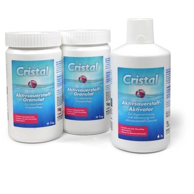 CRISTAL MEGA-Spar-SET 2x Aktivsauerstoff Granulat + 1x Aktivator Pool Schwimmbad