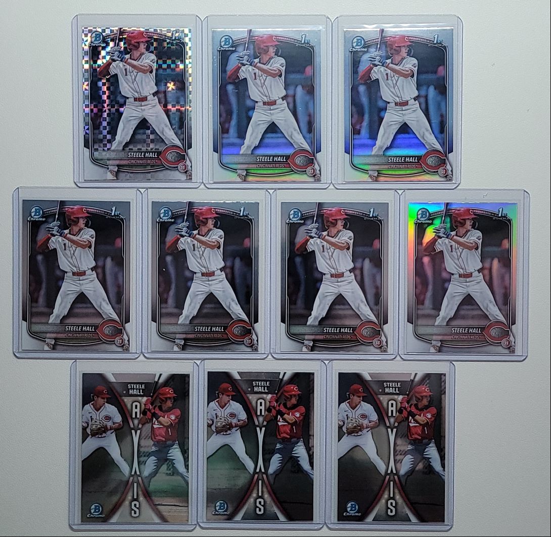 [10] STEELE HALL 2025 BOWMAN CHROME DRAFT 1ST REFRACTOR X-FRACTOR E Q5498