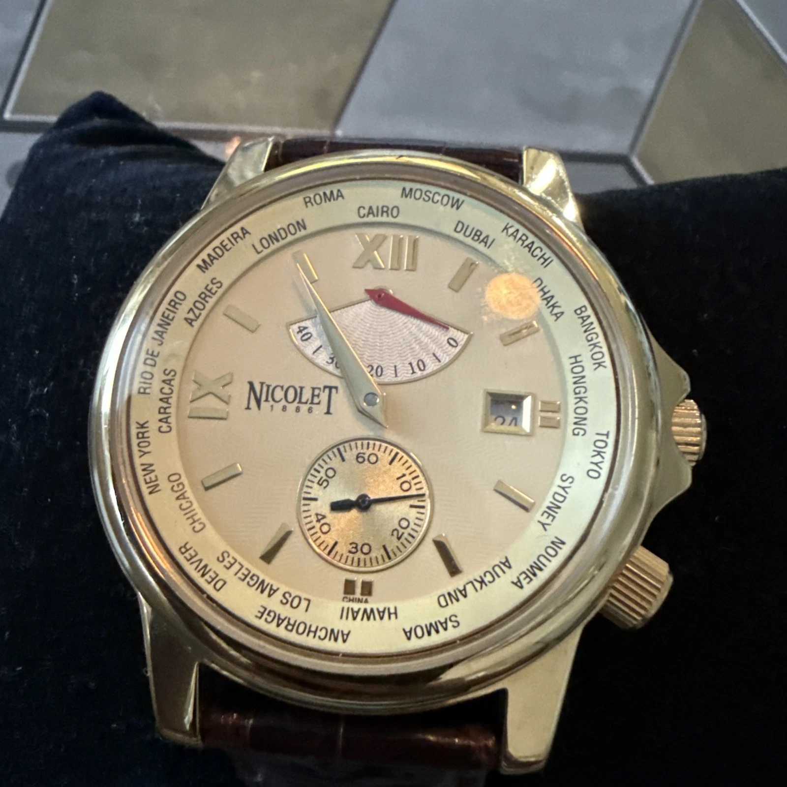 Breguet — Nicolet 1886 Automatic Ref# nt322032 Watch Gold Tone 23 Jewels Rare