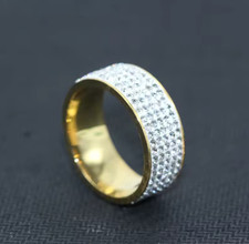 Ring Size 10 Silver, Gold Inside Women Round Inlaid White Zircon Ring Fashion 