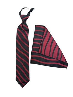 Pretied Striped Tie and PSQ Burgundy Set-Adult and Child Sizes -LOT available!