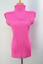 ISSEY MIYAKE Pink Pleats High Neck Sleeveless Top 112 6781