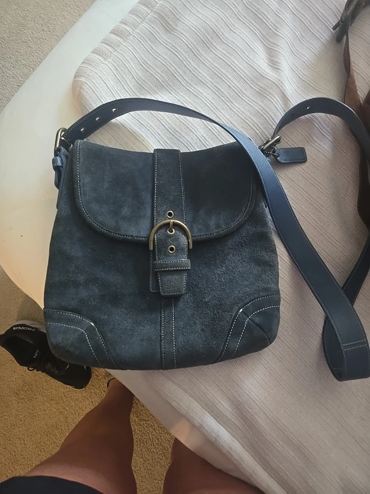 Coach Women's Suede Exterior Blue Bags & Handbags for Women for
