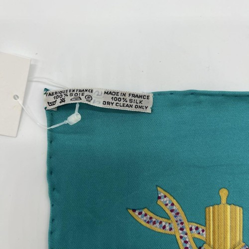 Bufanda de seda Hermes Carre 90 France Revolution 1789 color turquesa - Imagen 7 de 12