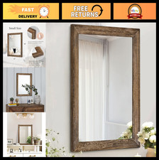 Rustic Rectangle Wood Wall Mirror - Decorative Framed Mirror For Bedroom Living