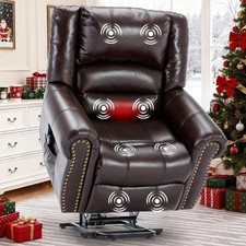 Large Electric Power Lift Recliner Chair w/ Massage & Heat for Elderly Big Tall