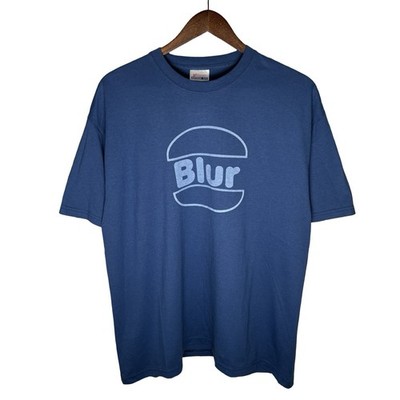 Vintage Y2K Blur Burger King Parody T Shirt Blue Men L Band Hanes