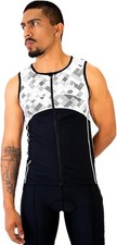 SLS3 Mens Sleeveless Triathlon Top, White, Medium