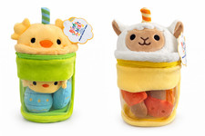 Bunny Chick Plush Easter Basket Storage Pouch w/ Mini Plush Toys Kids Gift