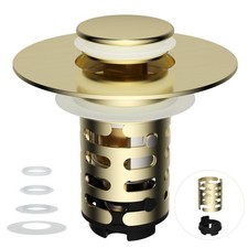 iFealClear Upgraded 4-in-1 Bathroom Sink Drain Strainer, Brushed Gold