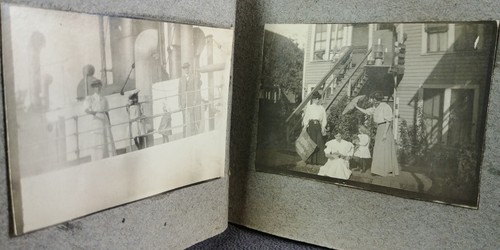 1900s Leather Photo Album Snap Shots Bear Ship Roller Coaster Sanitarium Ocean - Picture 12 of 24