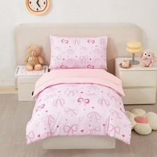 4 Piece Toddler Bedding Set - Soft and Breathable Crib Bedding Set for Girls,...