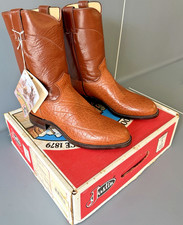MENS Vintage  Justin  Roper  TAN BROWN Leather Cowboy Western Boots Sz 8 E 3204