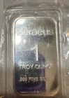 1 Troy Ounce Heraeus Fine Silver Bar. .999 Fine. Sealed - 🔥🔥🔥🔥🦅🇨🇭