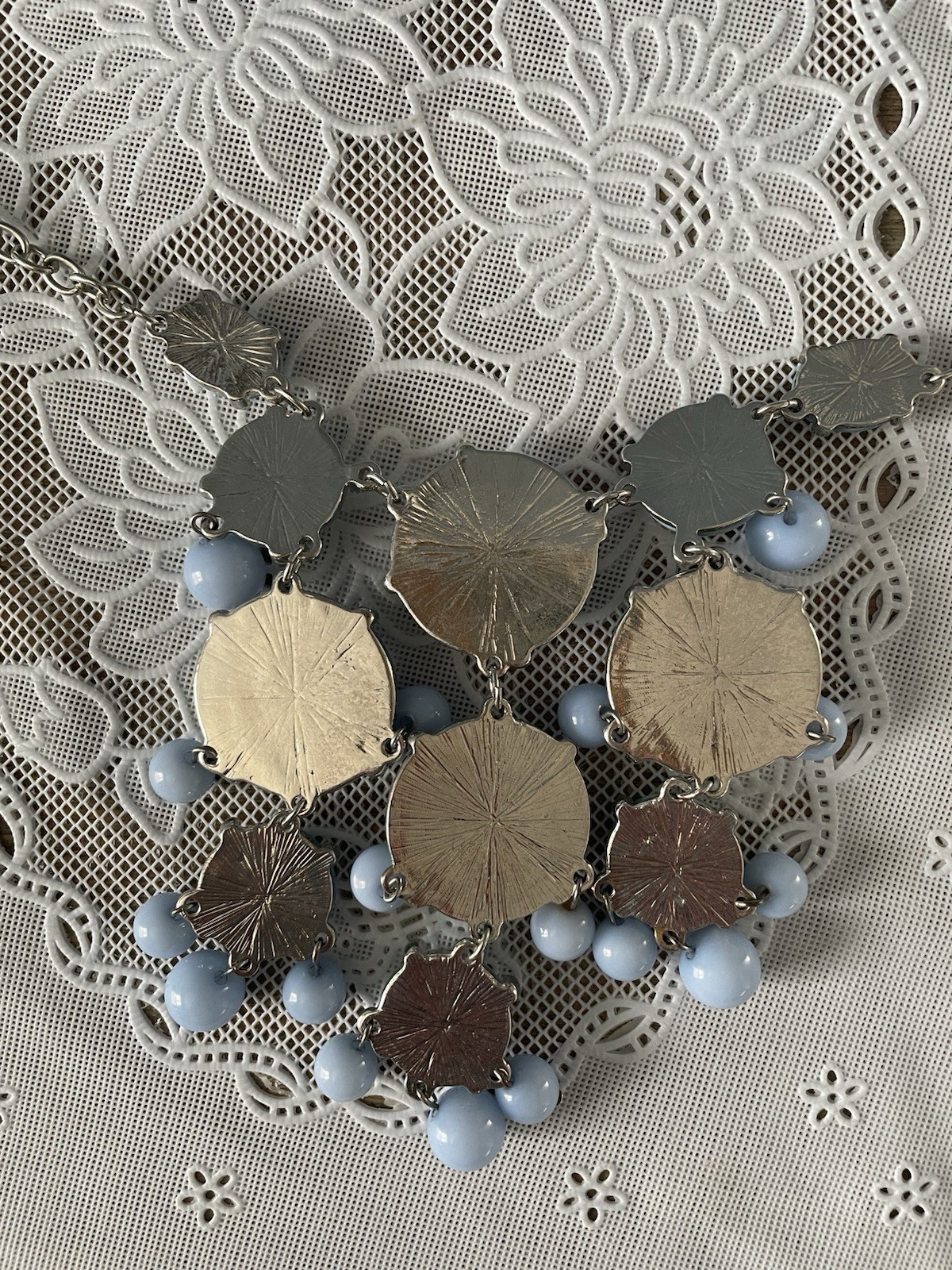 Blue Green Silver Toned Bubble Statement Necklace… - image 4