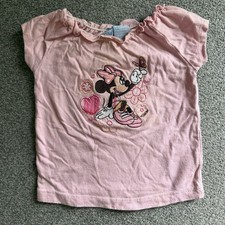  LIGHT STAINING PICTURED Vintage Minnie Mouse Embroidered Baby Top Size 6  9 M  