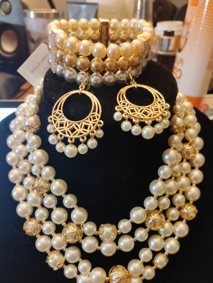 Набор из 3 ювелирных изделий Annie Klein. Ожерелье, серьги и браслет из 4 нитей - Изображение 4 из 4