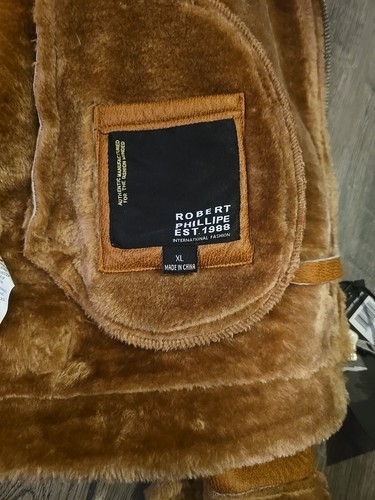 Robert Phillipe hellbraune Lammfell Lederjacke XL - Pilotenstil Fellbesatz MJL075 - Bild 7 von 9