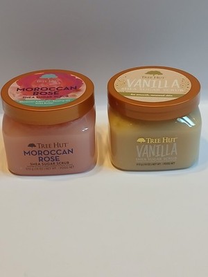 Lot Of 2 Tree Hut Shea Sugar Scrubs Moroccan Rose And Vanilla Sugar Scrub 