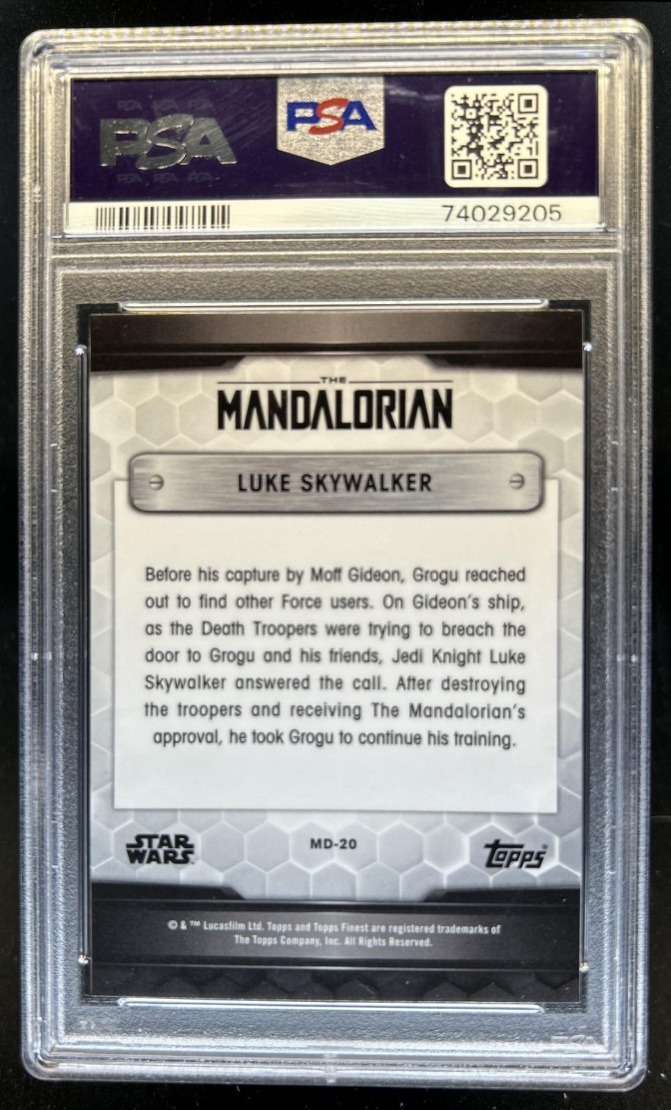 2022 Topps Finest Star Wars Luke Skywalker The Mandalorian #MD-20 PSA 10 view 2