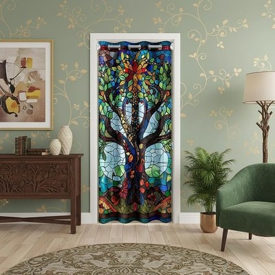 Tree of Life Door Curtain for Doorway Privacy,Abstract Nature Landscape Close...