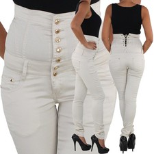 Damen Jeans Stretchjeans Röhrenjeans Skinny Hochschnitt Corsagenjeans Hose 
