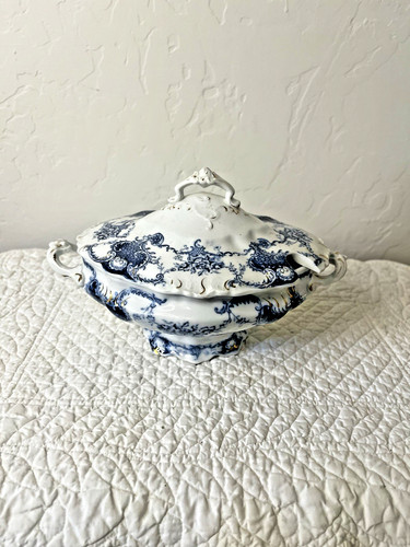 Vintage Blue and White  Meakin Manley England, Louvre Small Tureen