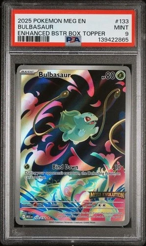 Bulbasaur 133 Stamped Promo Pokemon Mega Evolution Box Topper PSA 9 MINT