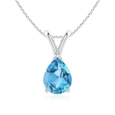 Angara natürlicher birnenförmiger 1,55 ct Schweizer Blautopas Solitär Anhänger in Silber